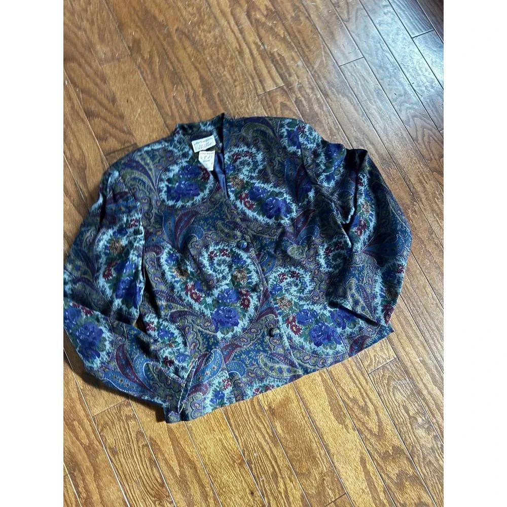 NWT Susan Bristol Paisley Floral Tapestry Cottagecore WoolBlend Blazer Jacket 14